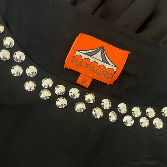 Pia Pauro Black Silk Dress with Silver Studs - Picture 6 of 9